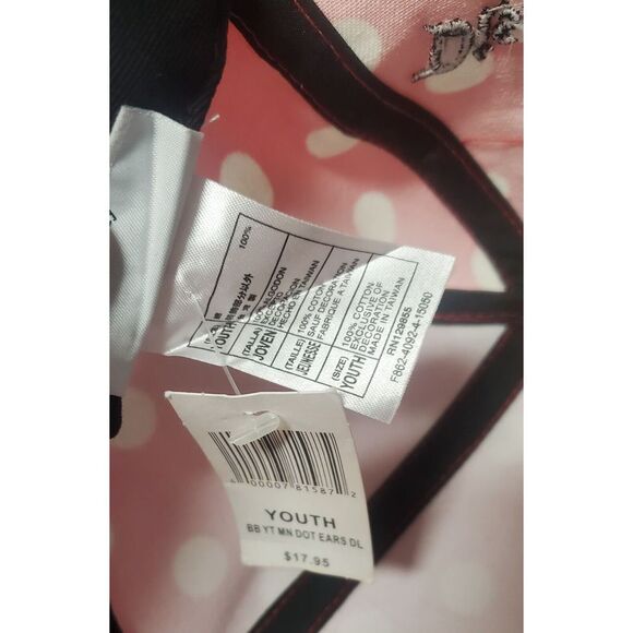 Disneyland Minnie Mouse Ball Cap Polka Dot Bow Hat Youth Disney Parks Authentic - Picture 11 of 11